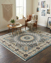 Persian Elegance Collection Area Rug -  Hamedan (Blue) Square Blue  lifestyle 59