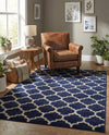 Lattice Gardens Collection Area Rug -  Bloomfield (Dark Blue) Rectangle Dark Blue  lifestyle 12