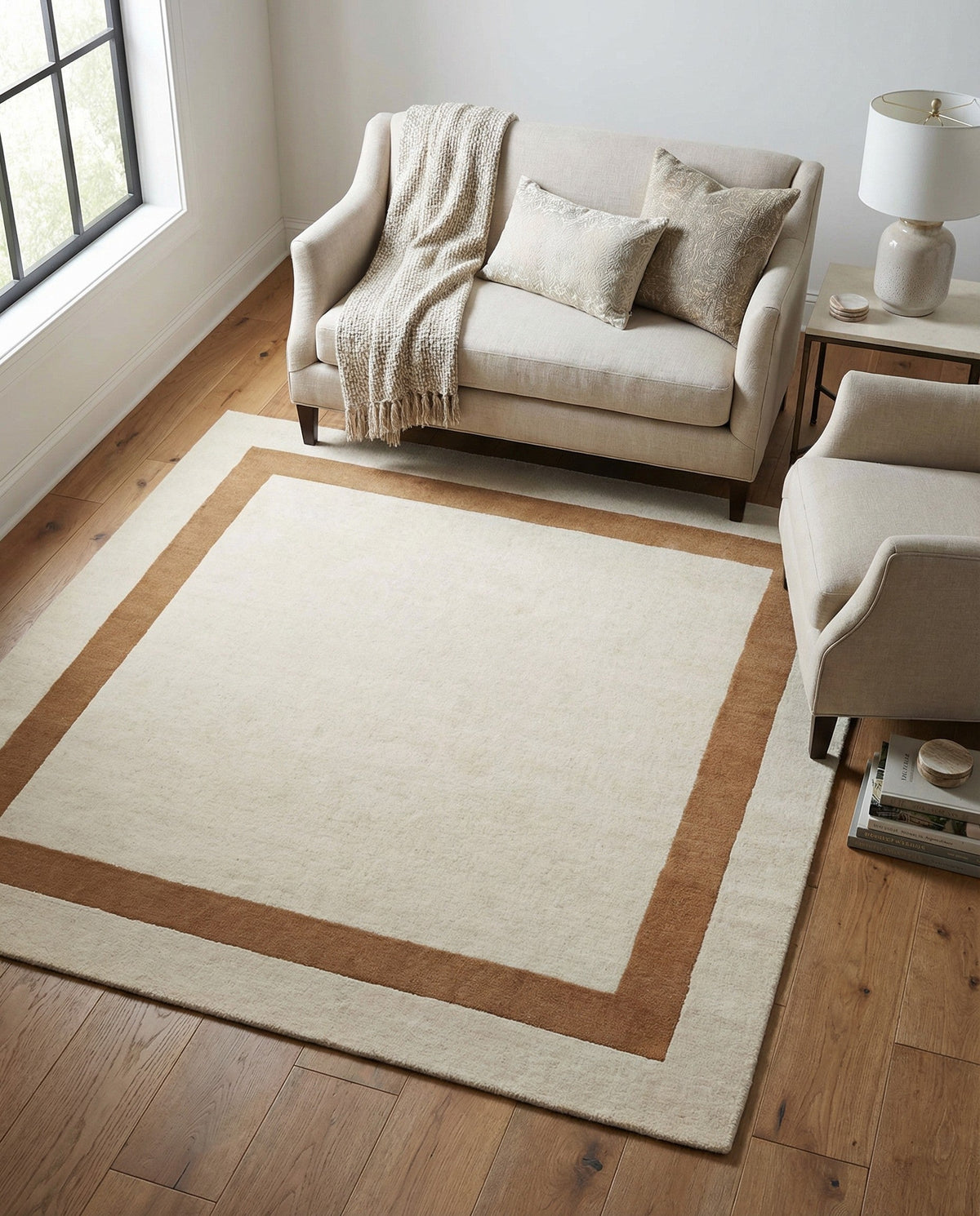 Savannah Borders Wool Collection Area Rug - Chatham Square Ivory  lifestyle 179