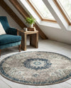 Brighton Terrace Collection Area Rug - Hove (Gray) Round Gray  lifestyle 52