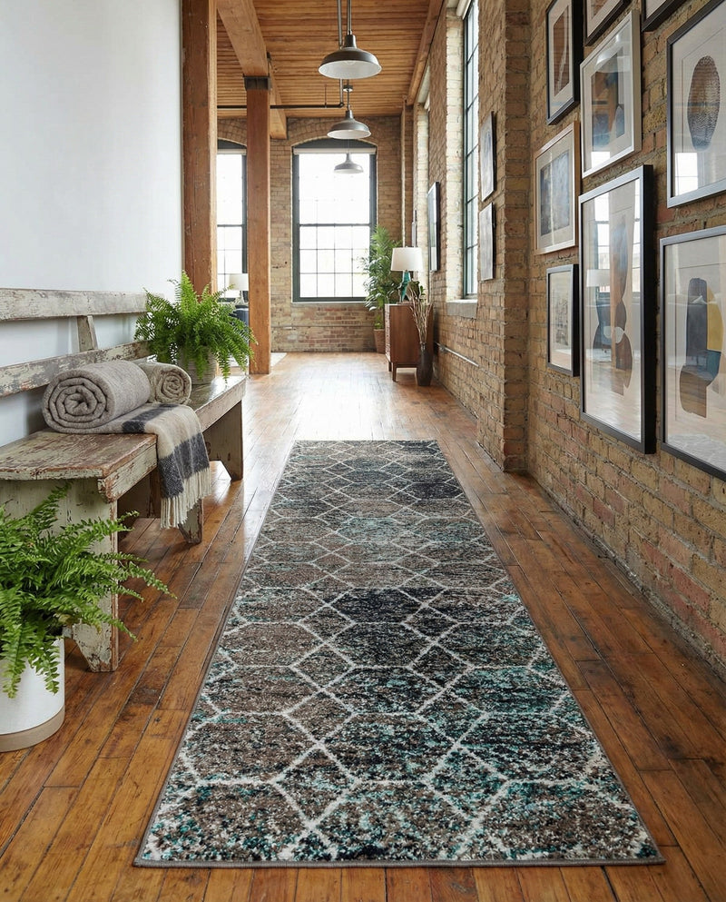 Trellis Mosaic Collection Area Rug - Arborville (Blue Multi) Runner Blue Multi  lifestyle 23
