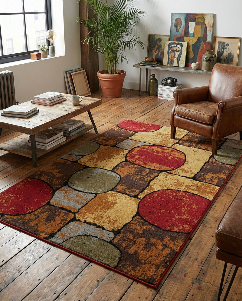 Bistro Lounge Collection Area Rug -  Cappuccino Rectangle Multi  lifestyle 7