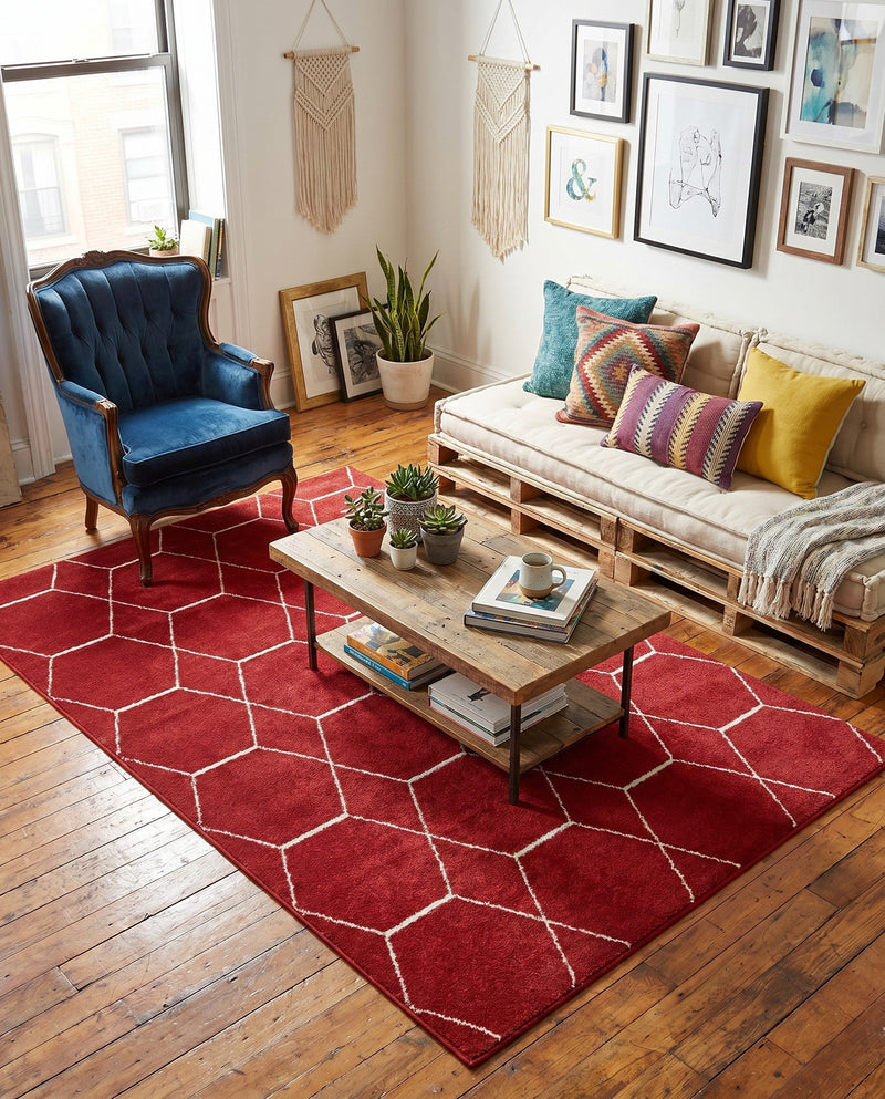 Trellis Mosaic Collection Area Rug - Arborville (Red) Rectangle Red  lifestyle 16