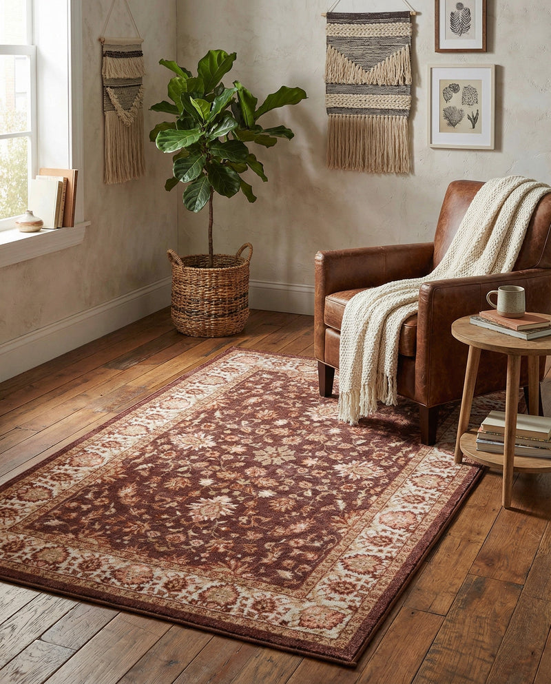 Casablanca Tapestry Collection Area Rug -  Marrakech (Coffee Brown) Rectangle Coffee Brown  lifestyle 14