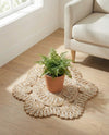 Woven Seaside Jute Collection Area Rug - Nantucket Round Natural and White  lifestyle 70