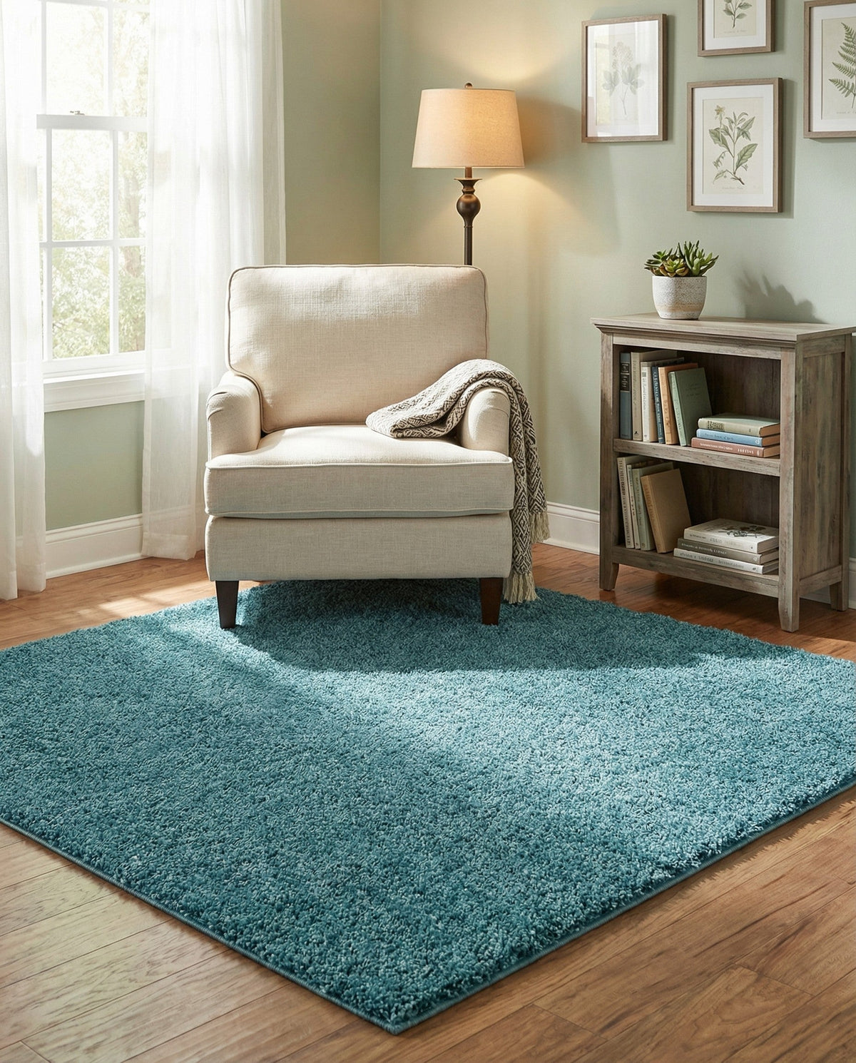 Cozy Comfort Shag Collection Area Rug - Haven (Turquoise) Square Turquoise  lifestyle 64