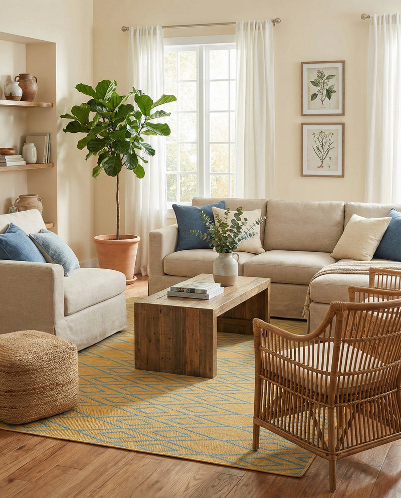 Urban Oasis Rugs Collection Area Rug -  Boulevard (Yellow and Aqua) Rectangle Yellow and Aqua  lifestyle 9