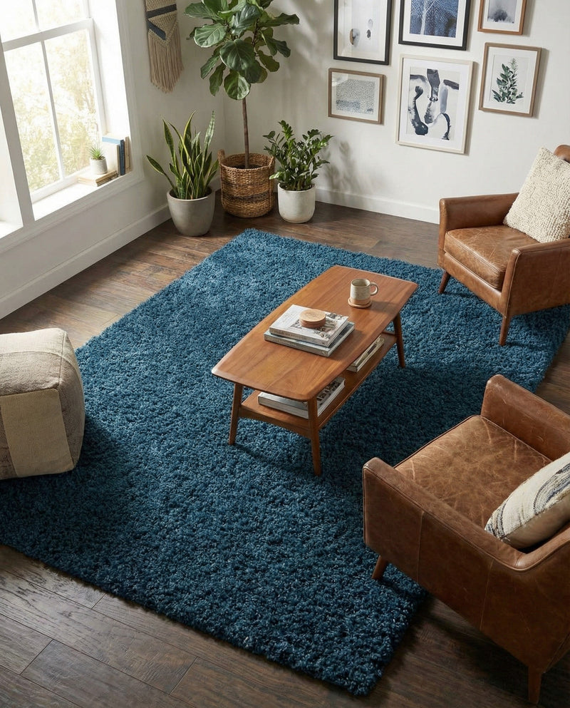 Plush Oasis Collection Area Rug - Serenity (Sapphire Blue) Rectangle Sapphire Blue  lifestyle 23