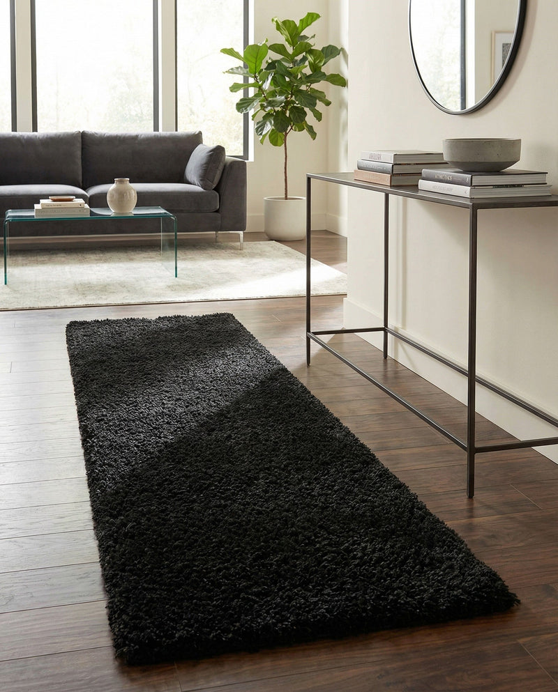Eternal Plush Oasis Collection Area Rug -  Tranquility (Onyx Black) Runner Onyx Black  lifestyle 66
