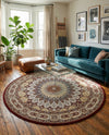 Persian Elegance Collection Area Rug -  Hamedan (Burgundy) Round Burgundy  lifestyle 32