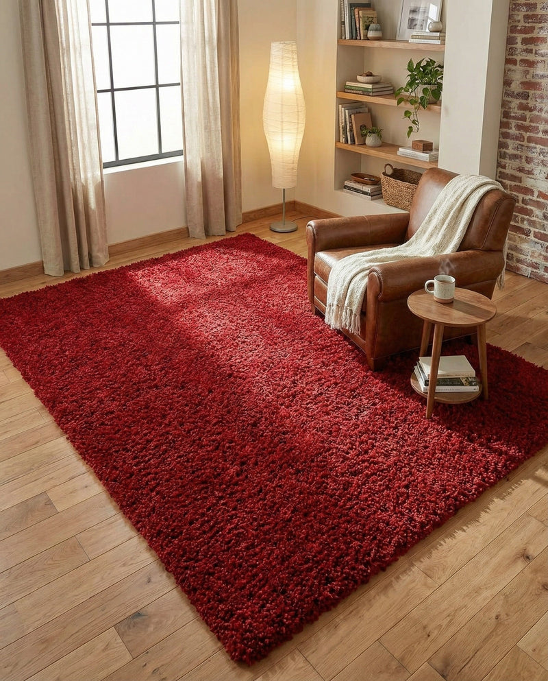 Plush Oasis Collection Area Rug - Serenity (Cherry Red) Rectangle Cherry Red  lifestyle 25