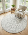 Savannah Elegance Collection Area Rug - Augusta (Light Gray) Round Light Gray  lifestyle 74