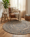 Woven Udaipur Collection Area Rug - Sahara Round Natural  lifestyle 56