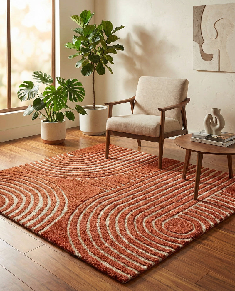 Briarwood Looms Collection Area Rug -  Multiton Square Orange  lifestyle 9