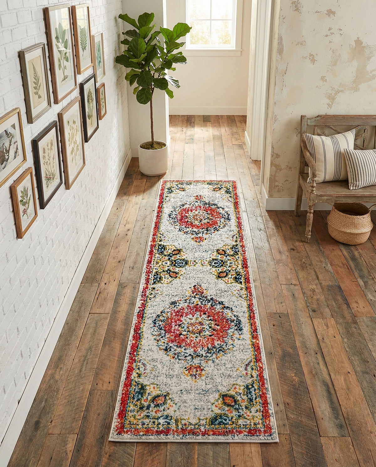 Brighton Terrace Collection Area Rug - Hove (Ivory) Runner Ivory  lifestyle 46