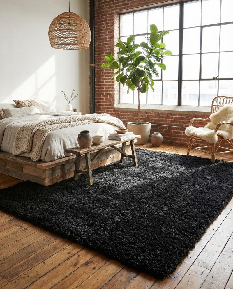 Eternal Plush Oasis Collection Area Rug -  Tranquility (Onyx Black) Rectangle Onyx Black  lifestyle 25