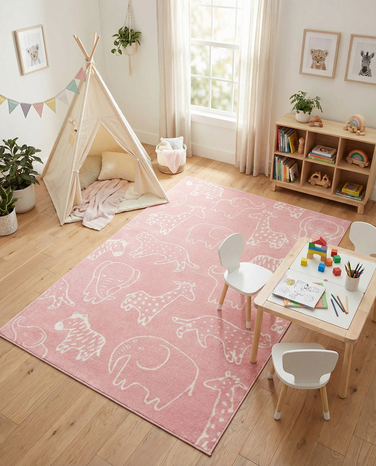 Wonder Tykes Collection Area Rug -  Spectrum Rectangle Pink  lifestyle 50