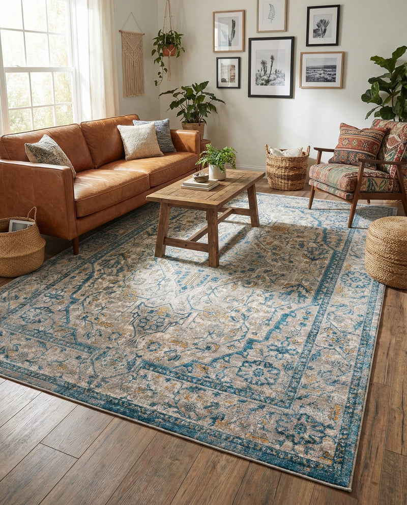 Seville Stripes Collection Area Rug - Cadiz (Light Gray) Rectangle Light Gray  lifestyle 22