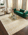 Hollywood Luxe Collection Area Rug - Sunset (White Gold) Rectangle White Gold  lifestyle 8