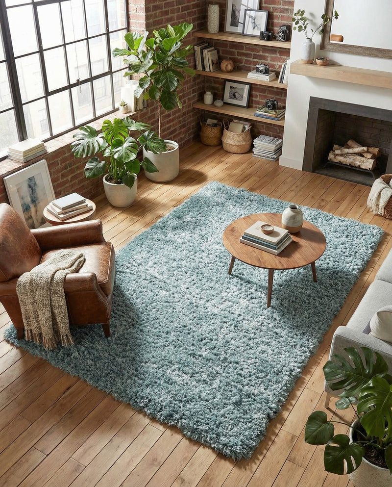 Eternal Plush Oasis Collection Area Rug -  Tranquility (Slate Blue) Rectangle Slate Blue  lifestyle 27