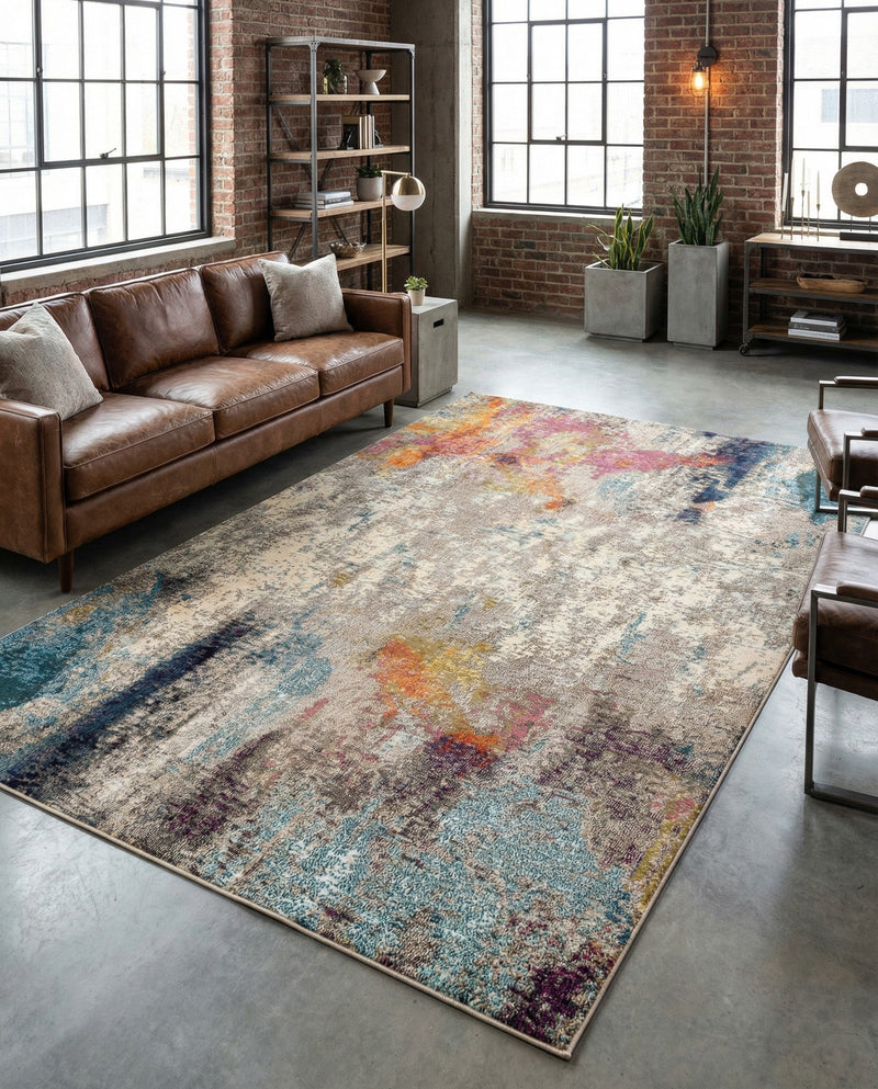 Chromatic Oasis Collection Area Rug -  Azure Rectangle Beige  lifestyle 28