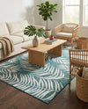 Seaside Blooms Collection Area Rug - Verdure (Teal) Rectangle Teal  lifestyle 9
