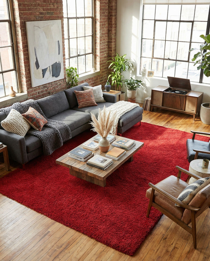 Plush Oasis Collection Area Rug - Serenity (Cherry Red) Rectangle Cherry Red  lifestyle 16