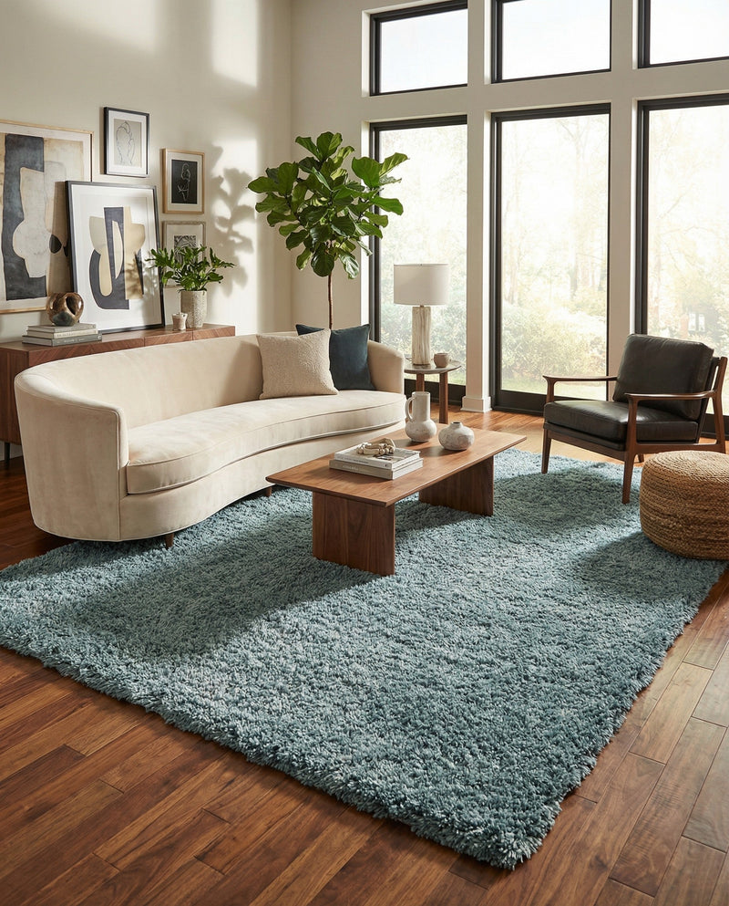 Eternal Plush Oasis Collection Area Rug -  Tranquility (Slate Blue) Rectangle Slate Blue  lifestyle 17