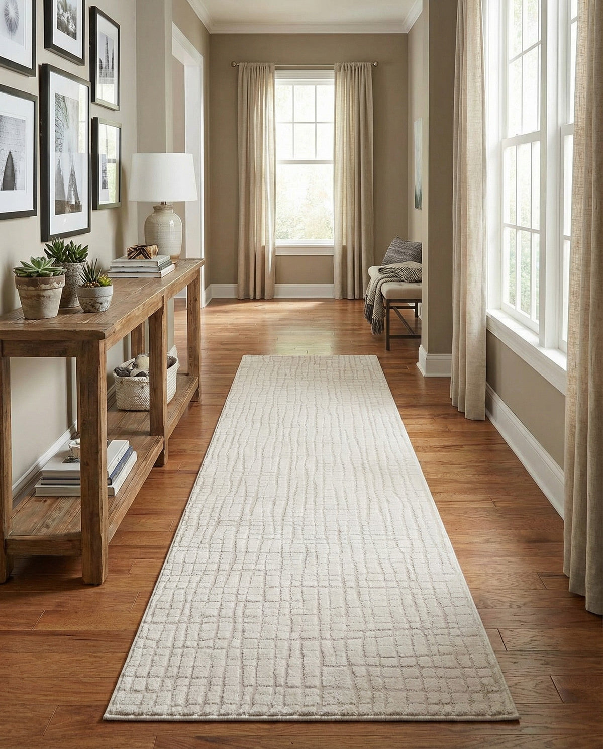 Haven Tapestry Collection Area Rug - WhisperingFalls Runner Ivory White  lifestyle 63