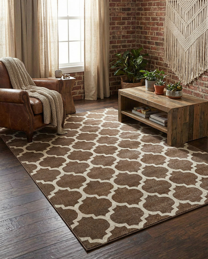 Lattice Gardens Collection Area Rug -  Bloomfield (Brown) Rectangle Brown  lifestyle 10