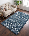 Berber Lattice Shag Collection Area Rug - Atlas (Navy Blue) Rectangle Navy Blue  lifestyle 18