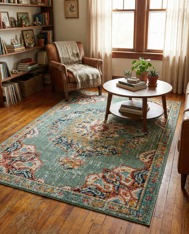 Brighton Terrace Collection Area Rug - Hove (Green) Rectangle Green  lifestyle 28