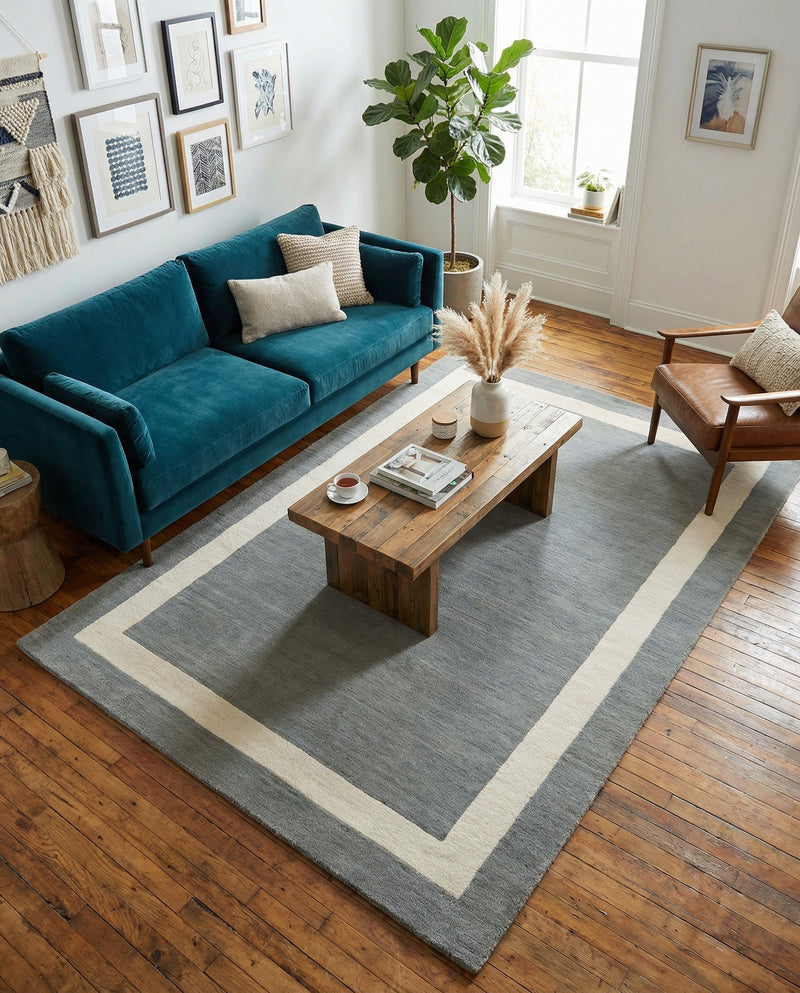 Savannah Borders Wool Collection Area Rug - Chatham Rectangle Earl Gray  lifestyle 35