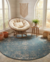 Riviera Elegance Collection Area Rug - Antibes (Blue) Round Blue  lifestyle 77