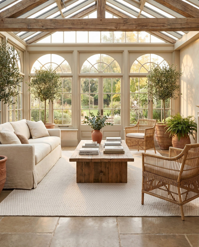 Trellis Wool Collection Area Rug - Cobbles Rectangle Ivory  lifestyle 28
