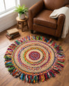 Osian Looms Collection Area Rug - Kathmandu Round Multi  lifestyle 15