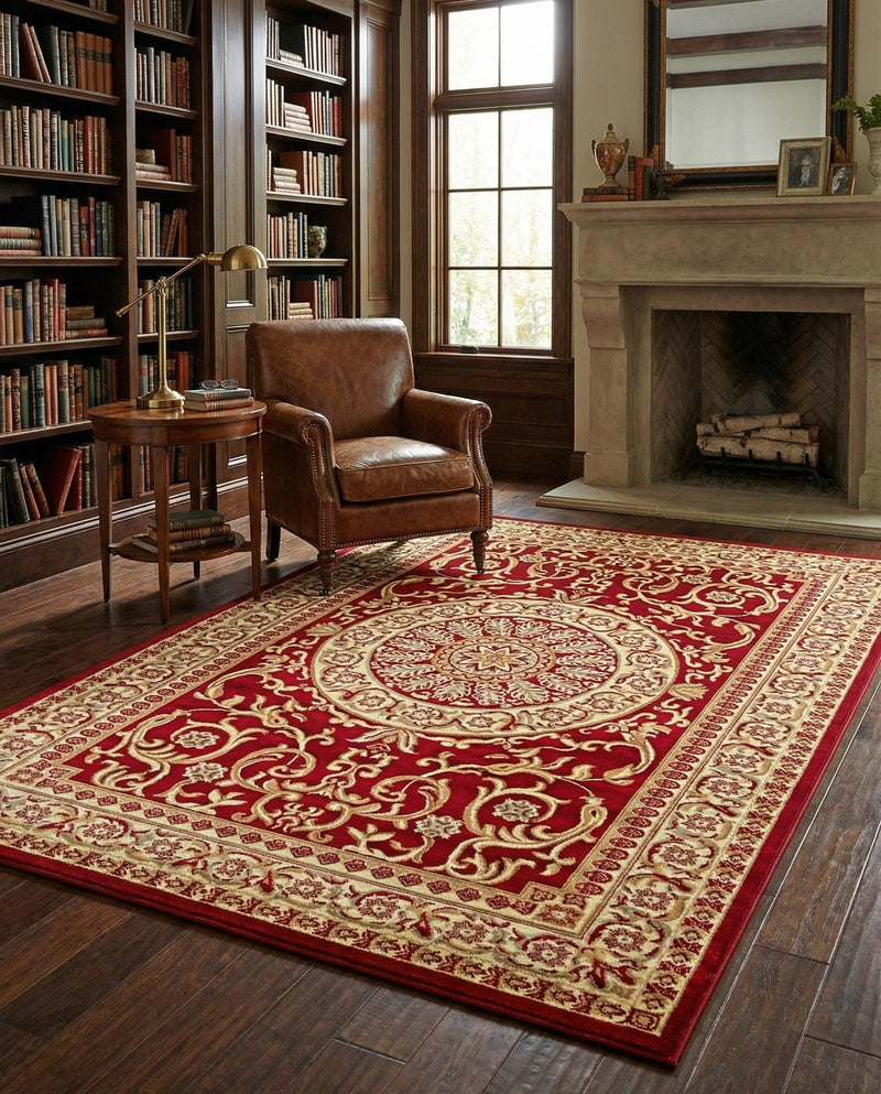 Versailles Elegance Collection Area Rug -  Montreuil Rectangle Red  lifestyle 8