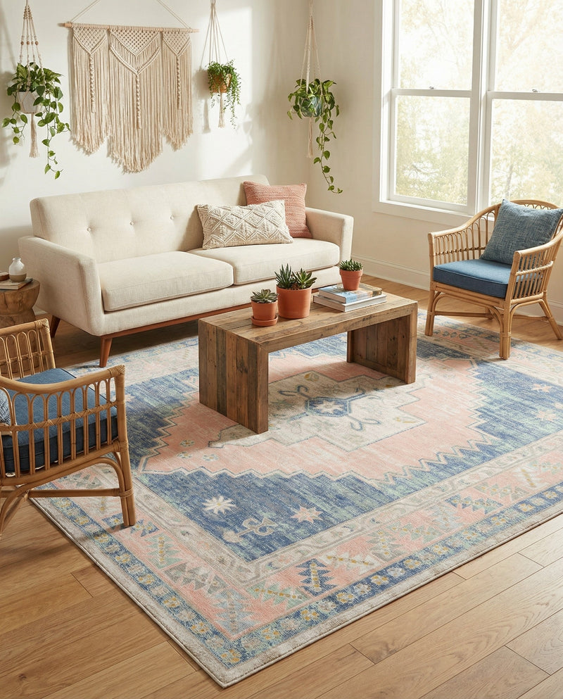Savannah Series Collection Area Rug -  Augusta (French Blue) Rectangle French Blue  lifestyle 19