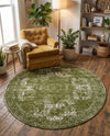 Dover Terrace Collection Area Rug -  Lagoon (Green) Round Green  lifestyle 47