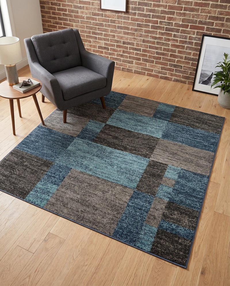 Autumn Meadow Collection Area Rug -  Sycamoreside (Blue Gray) Square Blue Gray  lifestyle 61