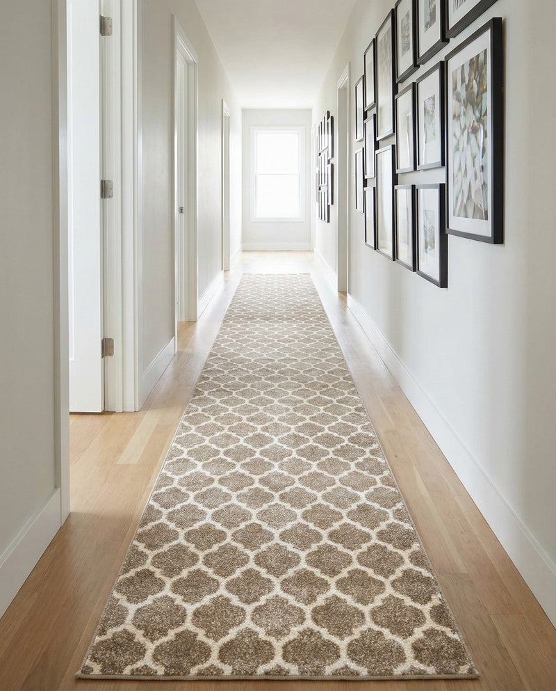 Lattice Gardens Collection Area Rug -  Bloomfield (Light Brown) Runner Light Brown  lifestyle 61