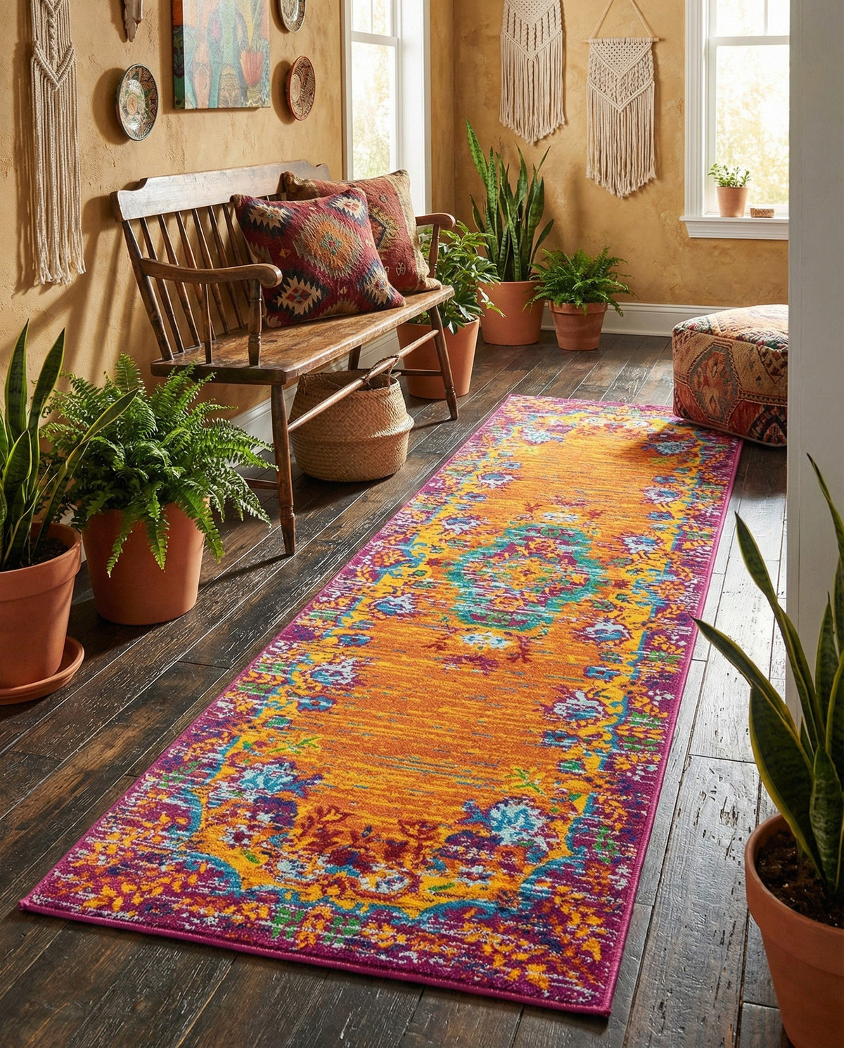 Caribbean Cove Collection Area Rug -  Nevis Runner Orange  lifestyle 100