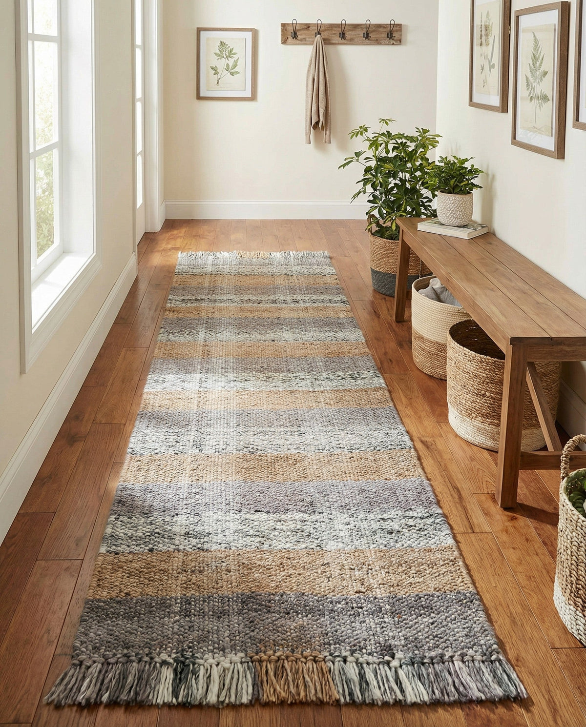 Sustainable Grid Indoor-Outdoor Oasis Collection Area Rug - Savannah Runner Desert Gray  lifestyle 209