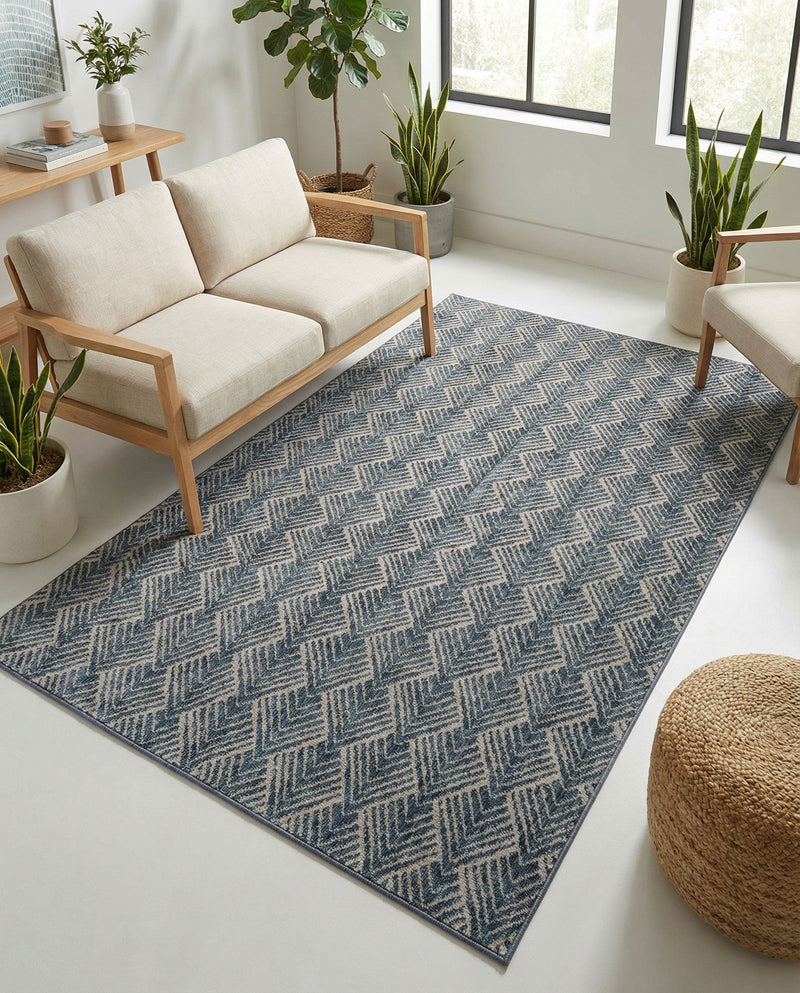 Geo Garden Lattice Collection Area Rug -  Casablanca Rectangle Harbor Blue  lifestyle 33