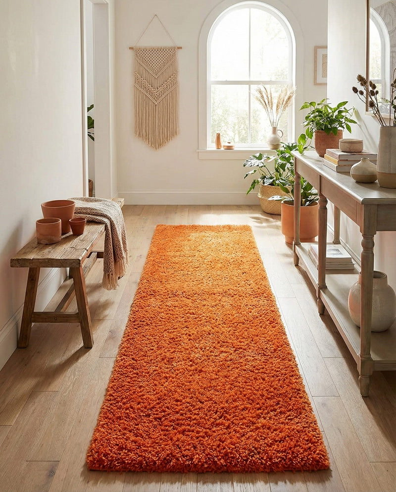 Plush Oasis Collection Area Rug - Serenity (Tiger Orange) Runner Tiger Orange  lifestyle 76