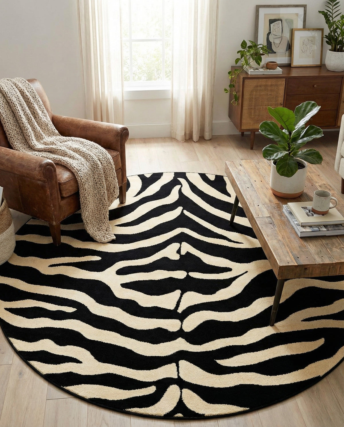 Savannah Sojourn Collection Area Rug -  Kilimanjaro Round Black  lifestyle 88
