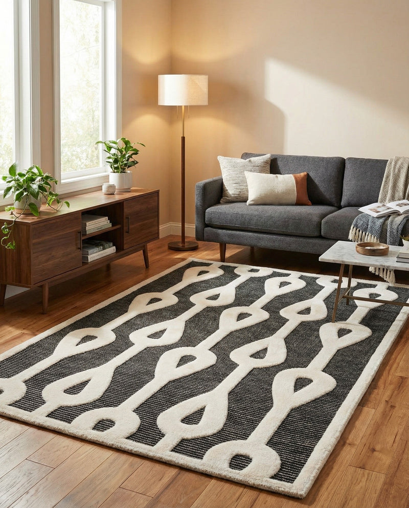 Monochrome Collection Area Rug -  Marble Rectangle Gray  lifestyle 10