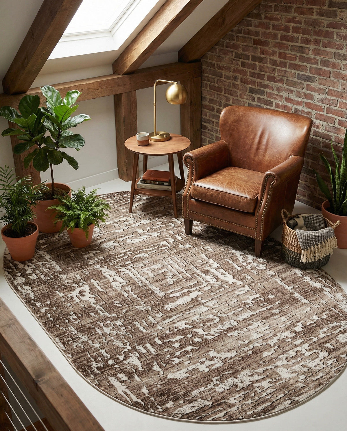 Sanctuary Retreat Collection Area Rug -  Asylum Oval Chocolate Brown  lifestyle 179