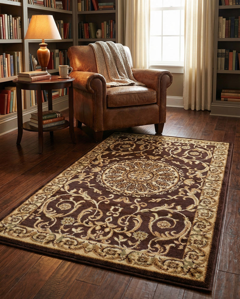 Versailles Elegance Collection Area Rug -  Montreuil Rectangle Brown  lifestyle 50