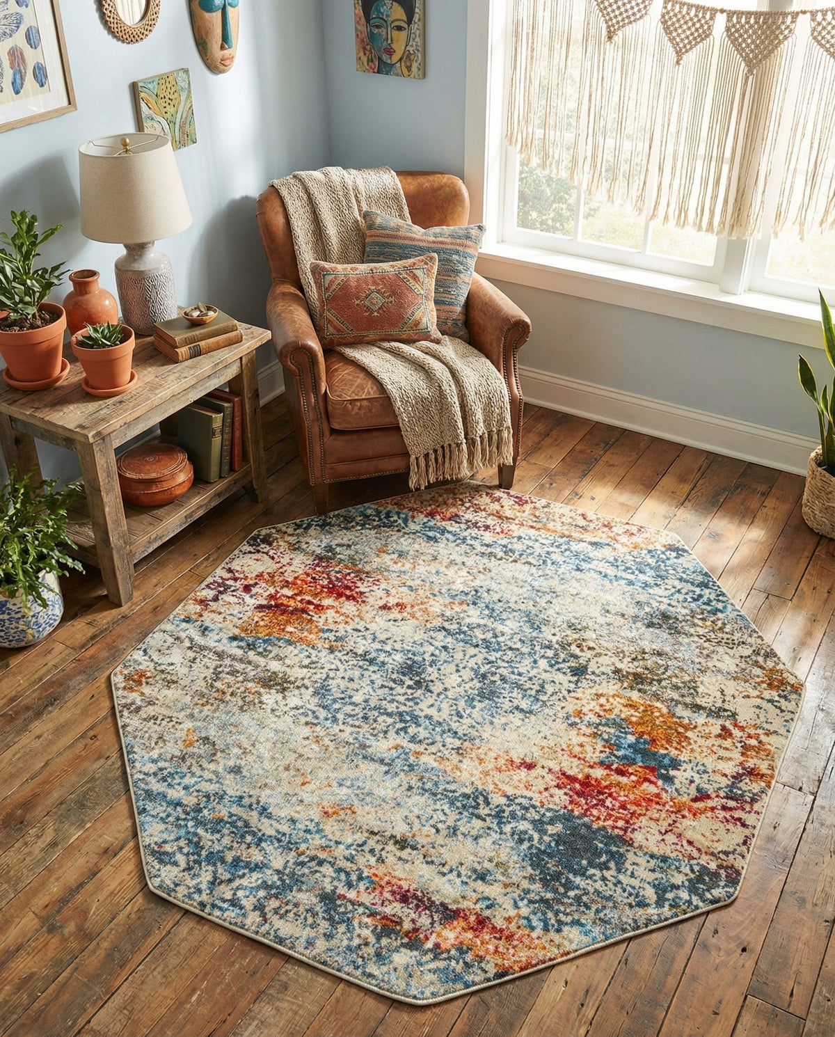 Caribbean Breeze Collection Area Rug -  Isla Octagon Cream  lifestyle 101
